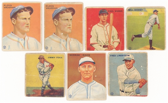 1933 Goudey Baseball Collection (31) - Featuring Seven Hall of Famer Cards, Including Jimmy Foxx, Bill Dickey and Paul Waner!